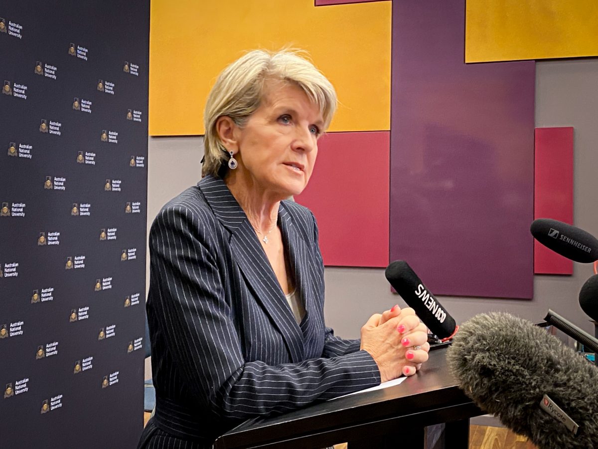 ANU Chancellor Julie Bishop at a lectern