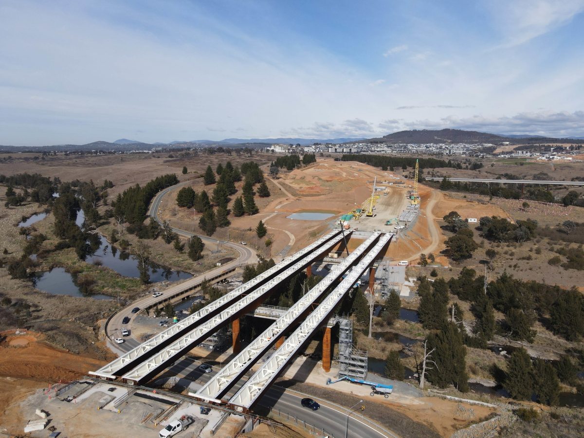 aerial view of bridge construction