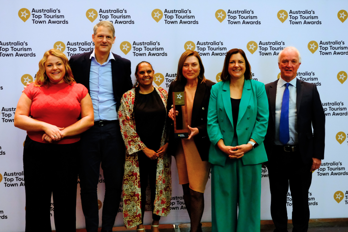 Group of people after an award win.