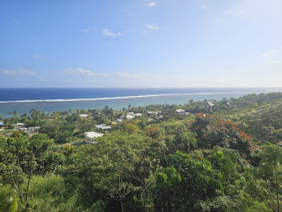 A Fiji landscape overlooking the ocean towards the horizon.