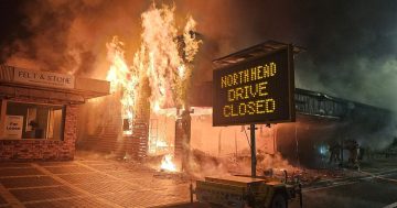 UPDATED: Fire destroys two businesses on Moruya's main street, police treating blaze as suspicious