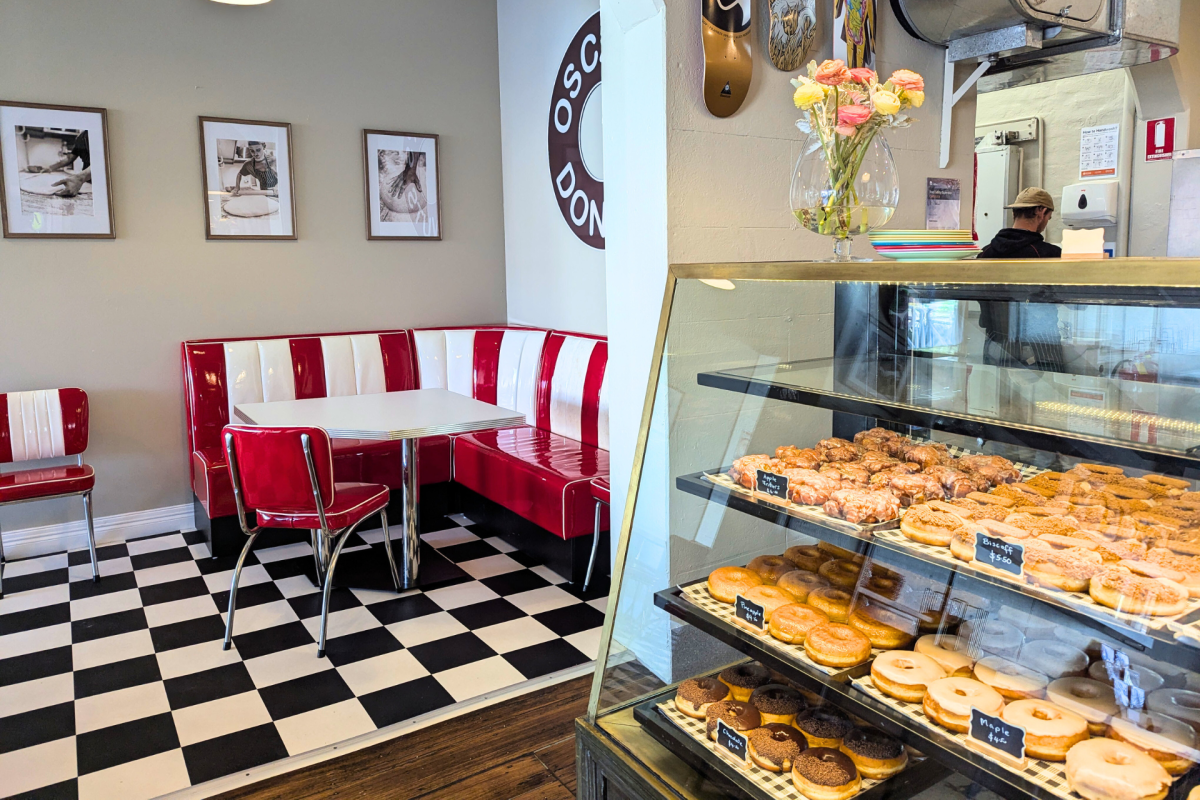 Cafe interior in American diner theme.