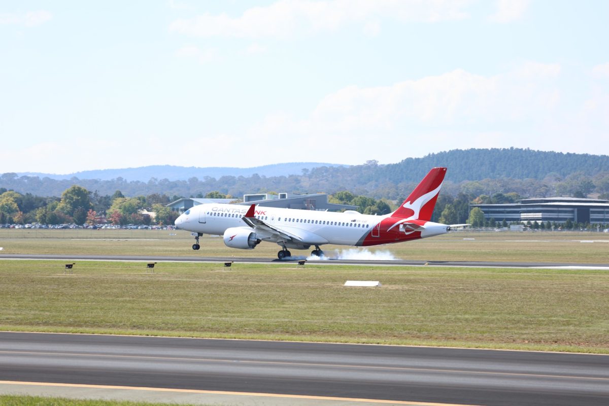 Qantas plane at Canberra Airport