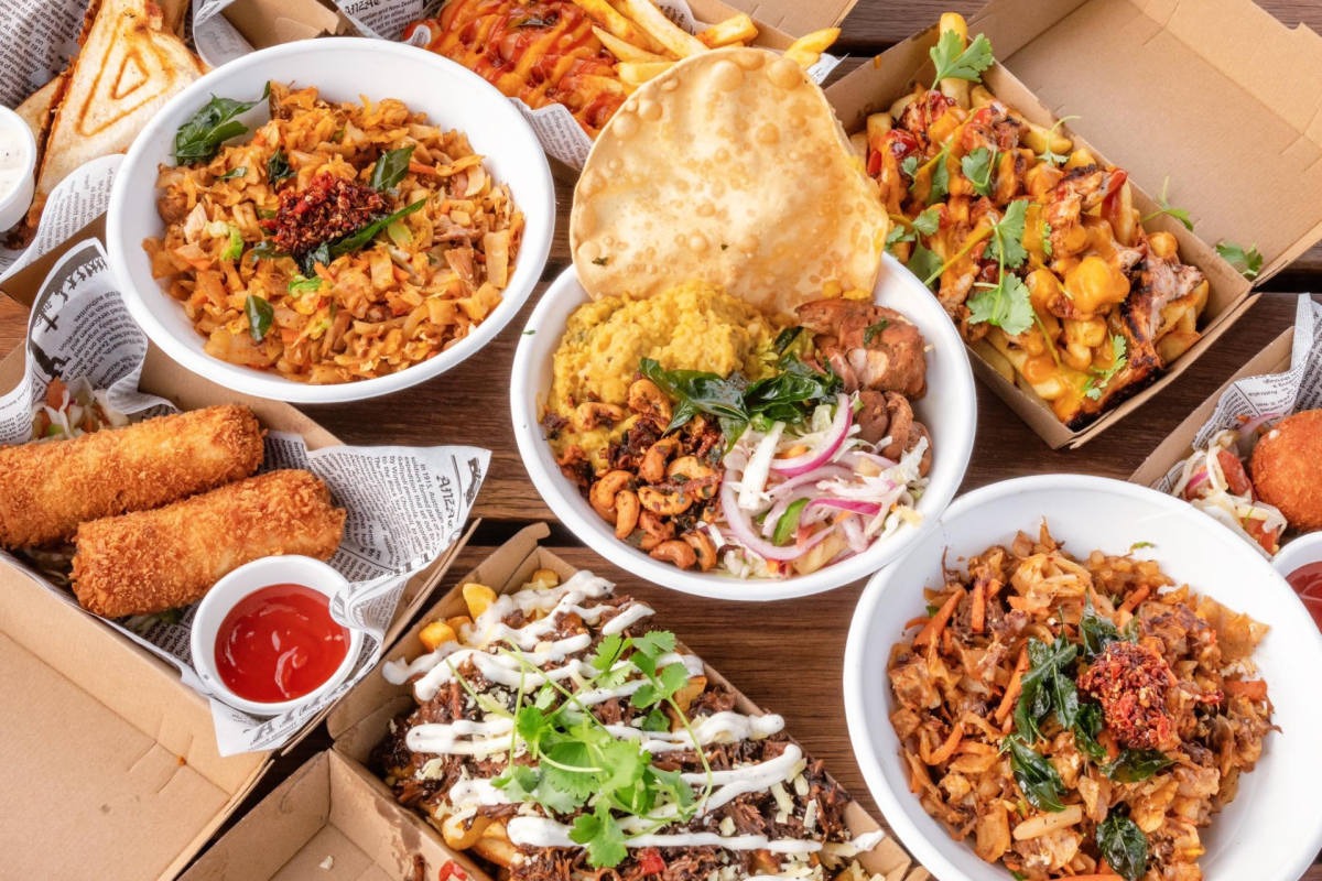 A spread of Sri Lanka food.