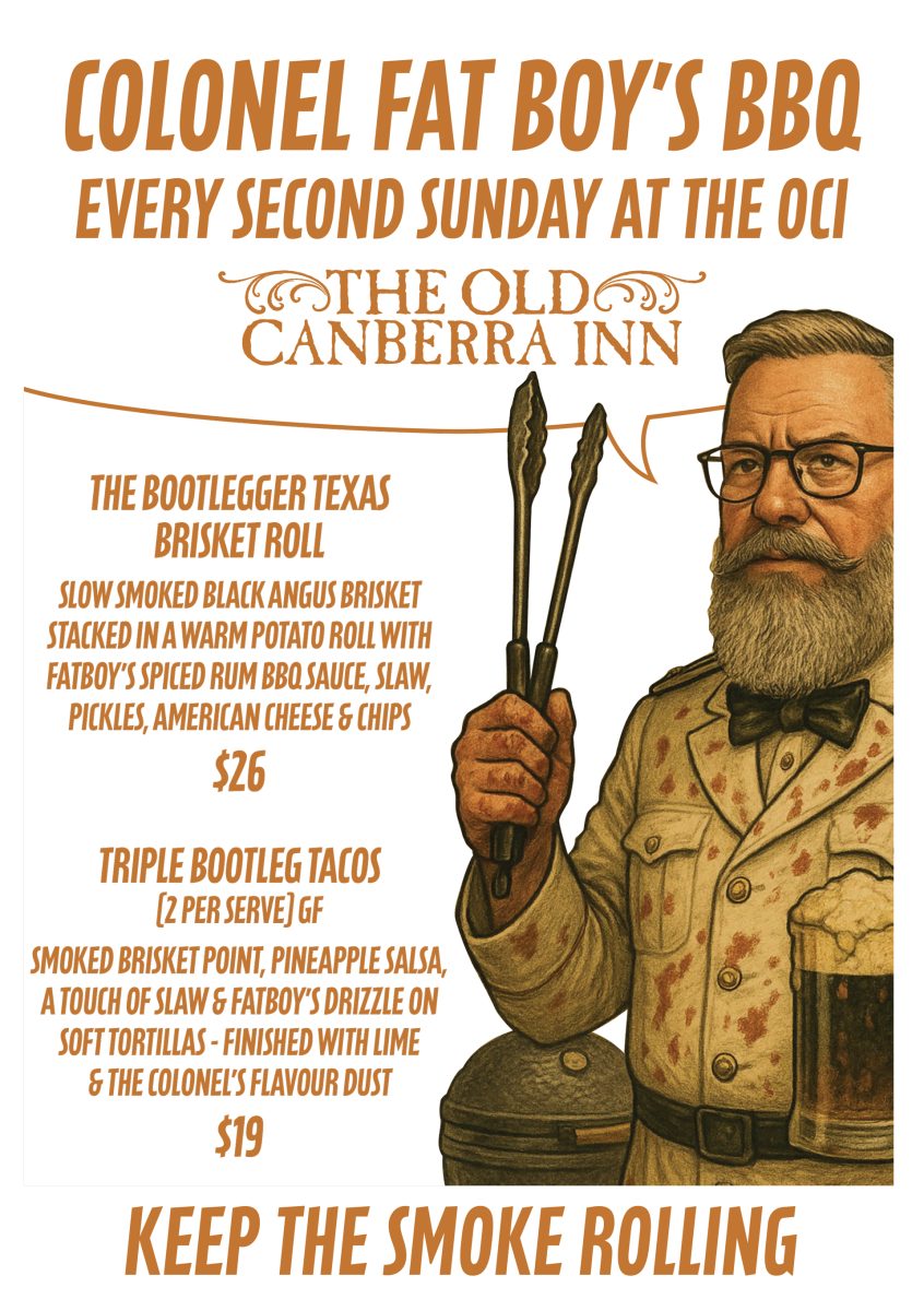 Colonel Fatboy's BBQ menu at Old Canberra Inn