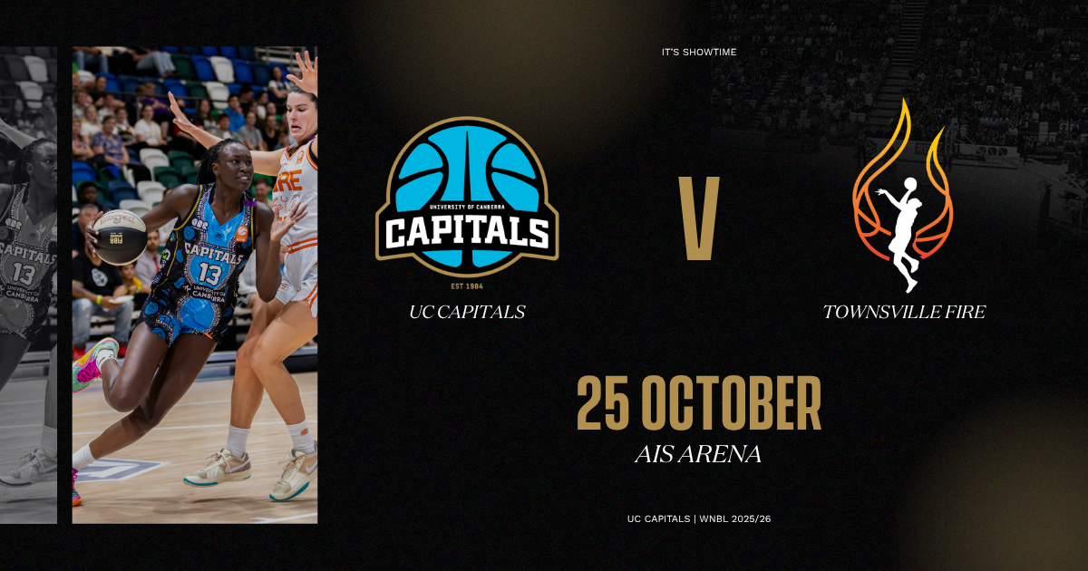 UC Caps v Townsville Fire event poster