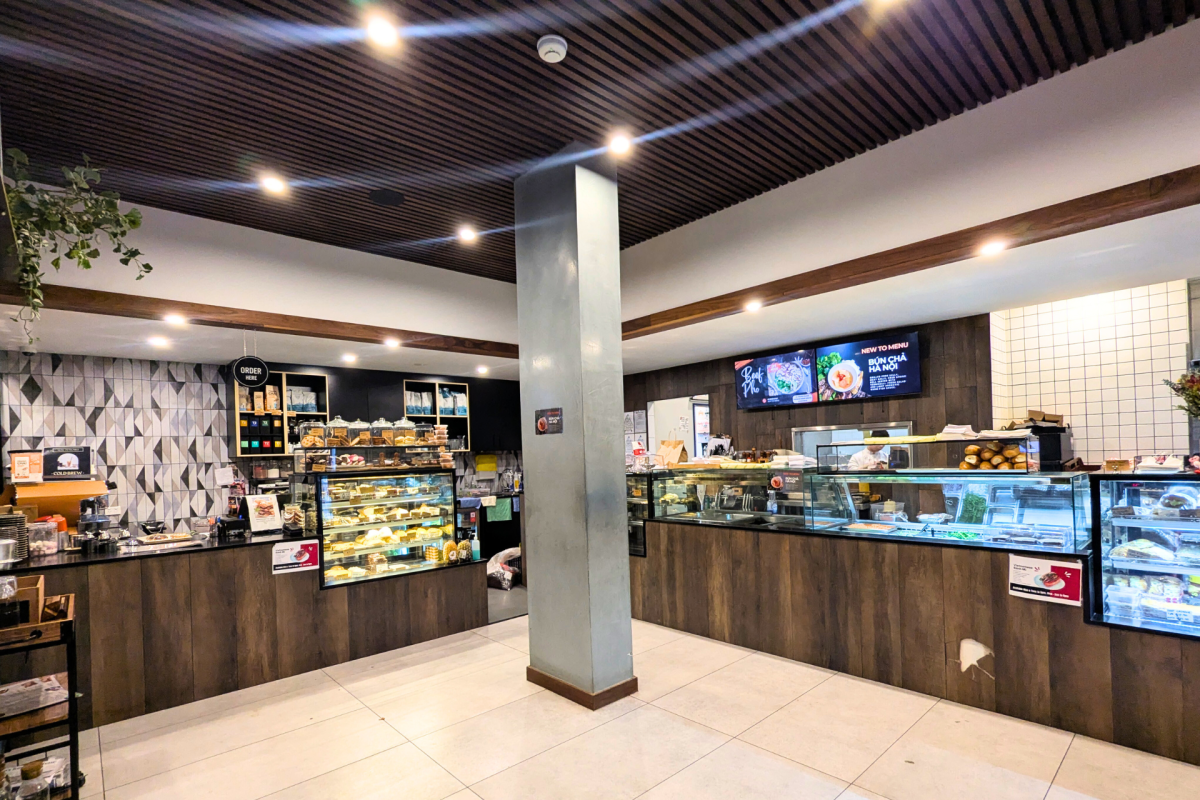Inside a cafe.