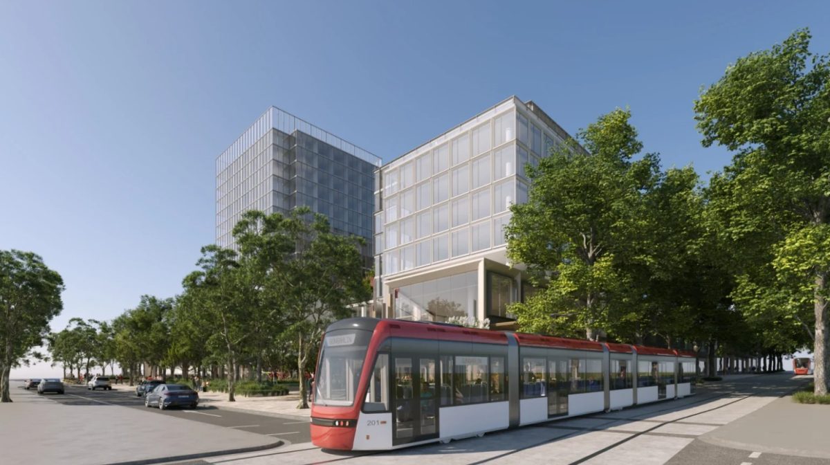 An artist's impression of a mixed-use precinct