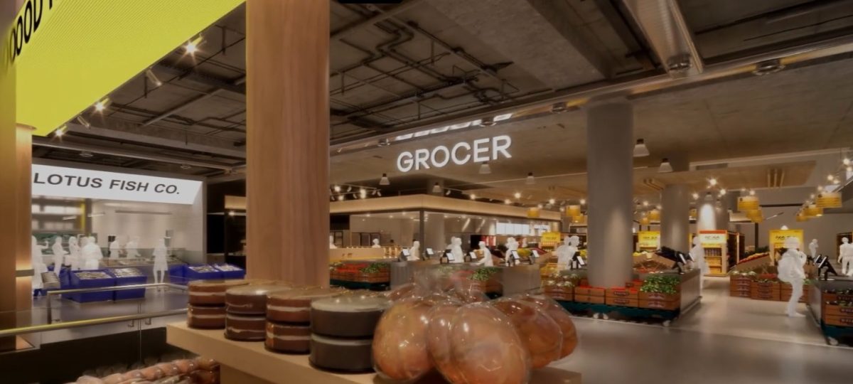 An artist's impression of a market hall 