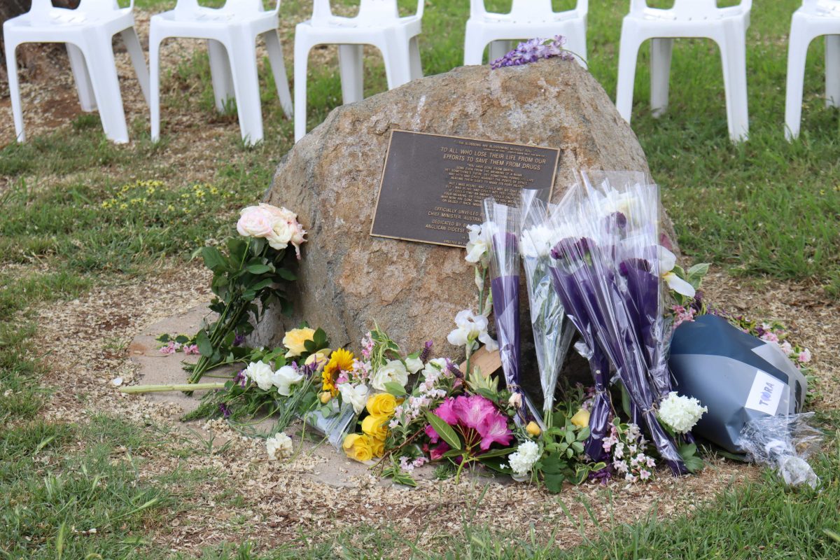 Memorial stone to drug overdose deaths