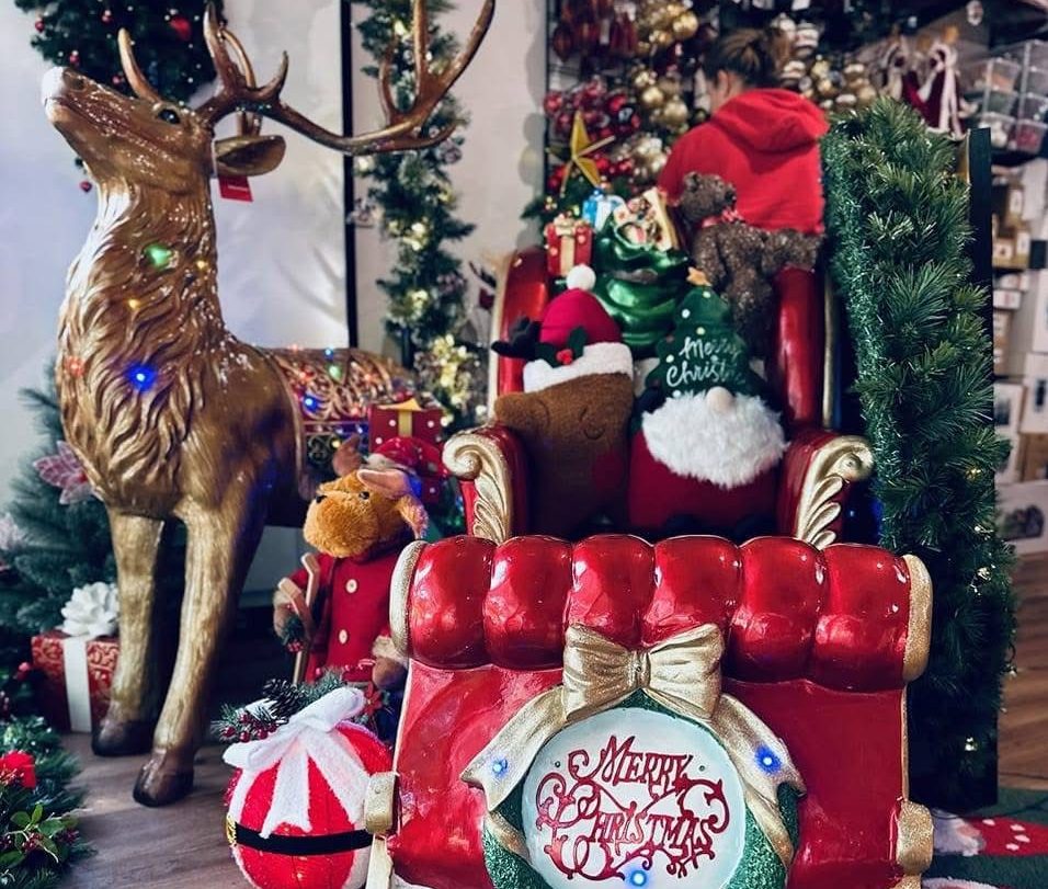 Christmas displays inside The Reindeers' Retreat