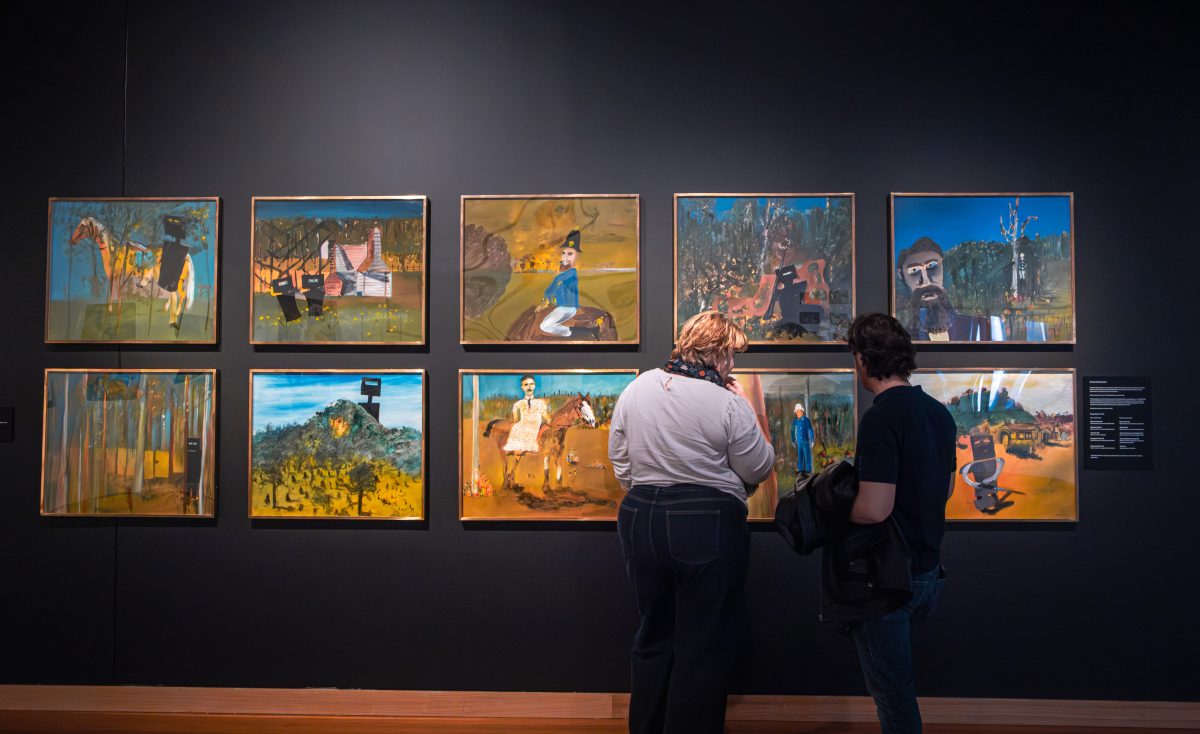 Nolan paintings in a gallery