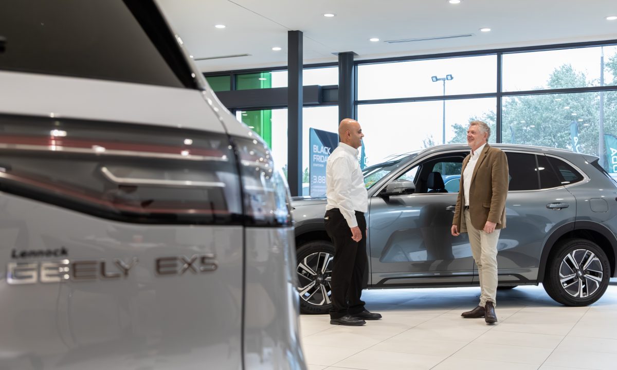 New cars on showroom floor