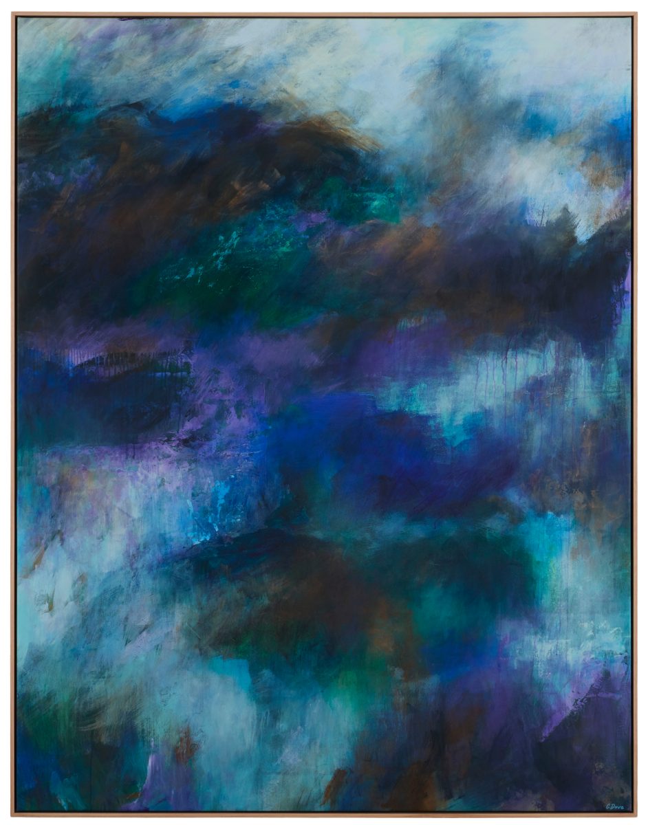 Vertical blue landscape painting