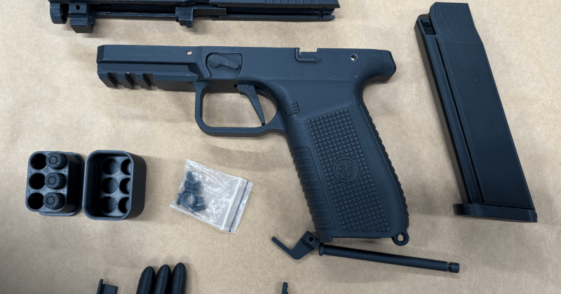 Police allegedly find loaded 3D-printed firearm with imitation ammunition