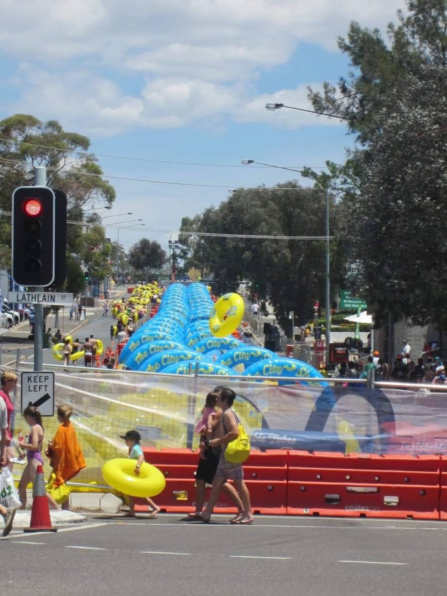 Giant waterslide on Cohen Street, Belconnen