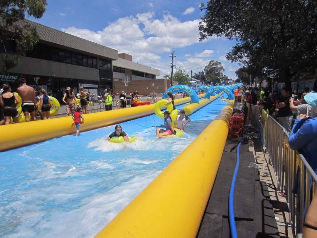 Giant waterslide on Cohen Street, Belconnen