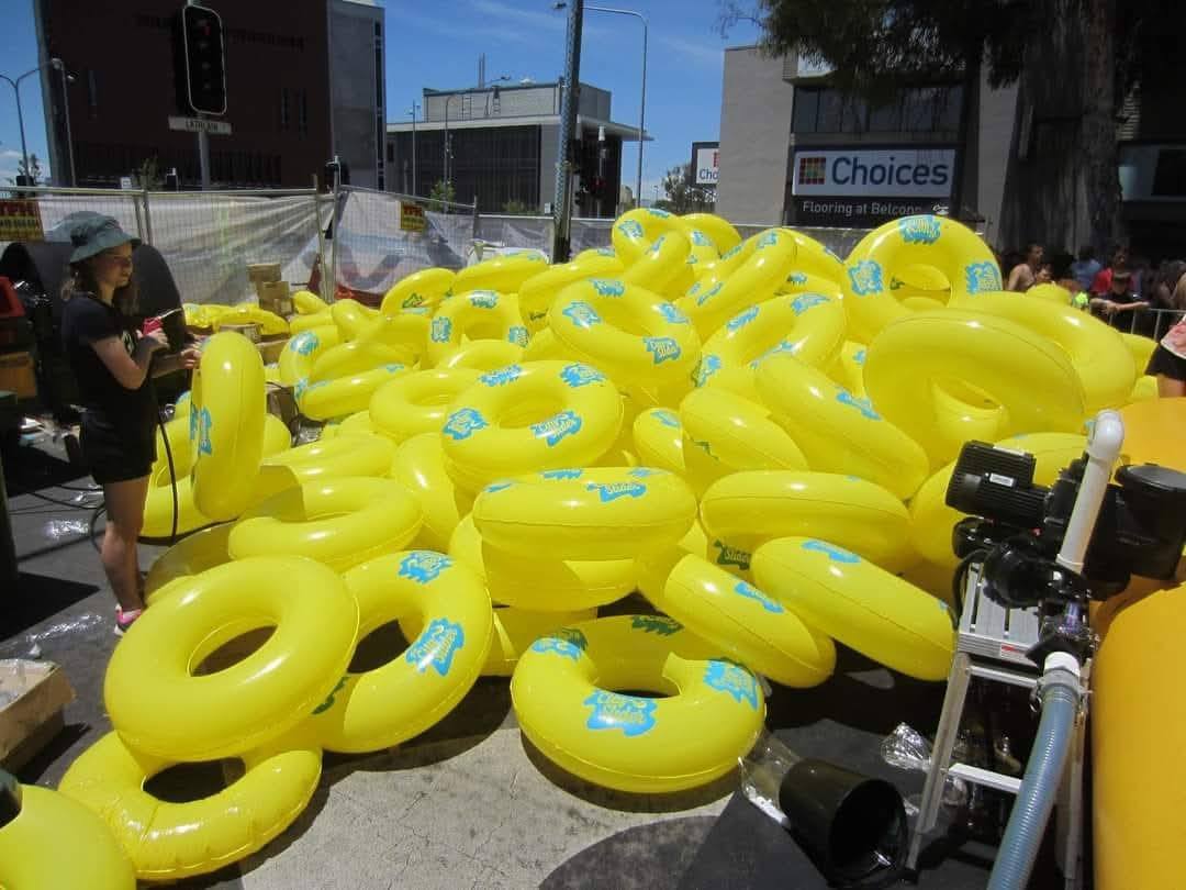 Giant waterslide on Cohen Street, Belconnen