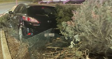 Police seek footage of sedan that smashed into concrete wall