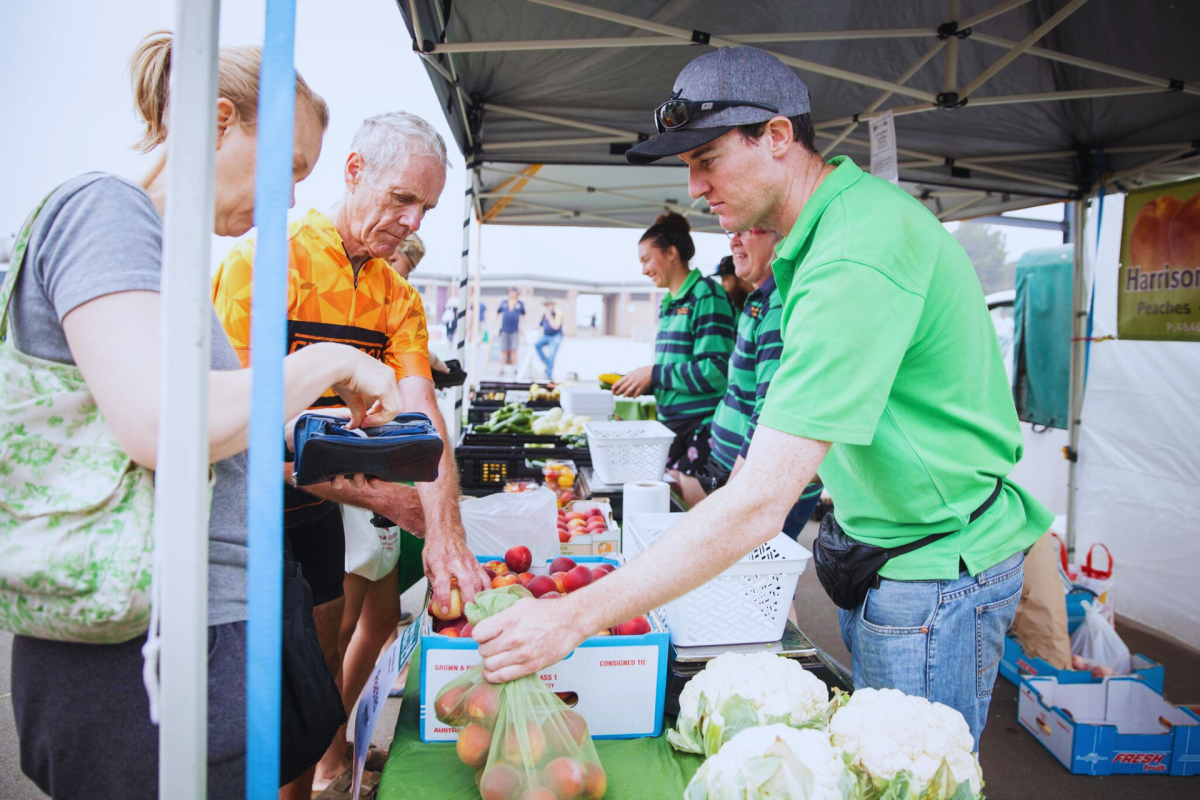 Troy Harrison helps man the markets stall and is chief vegetable grower on the family farm. 