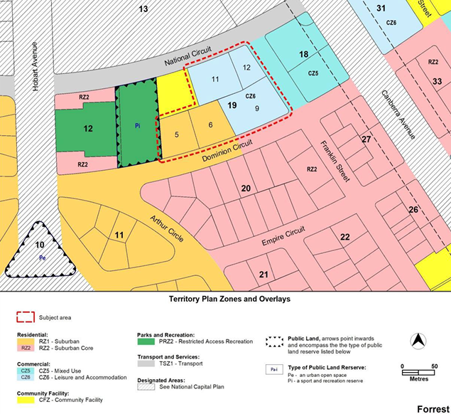 map showing blocks of land under consideration in Forrest
