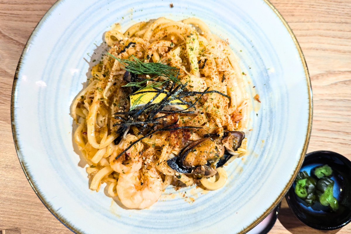 Bowl of seafood noodles