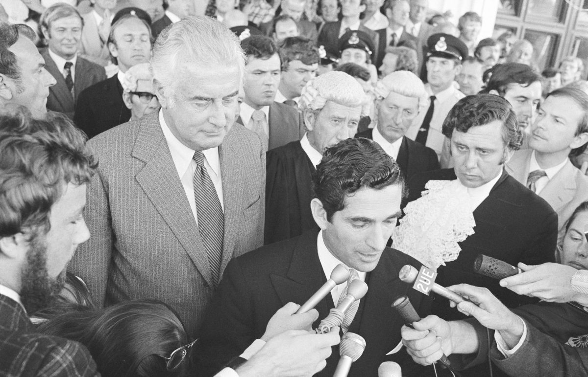 Demonstrations - Australian capital territory - Demonstration against the Dissolution of Parliament by Sir John Kerr and support for Mr Gough Whitlam at Parliament House, 1975