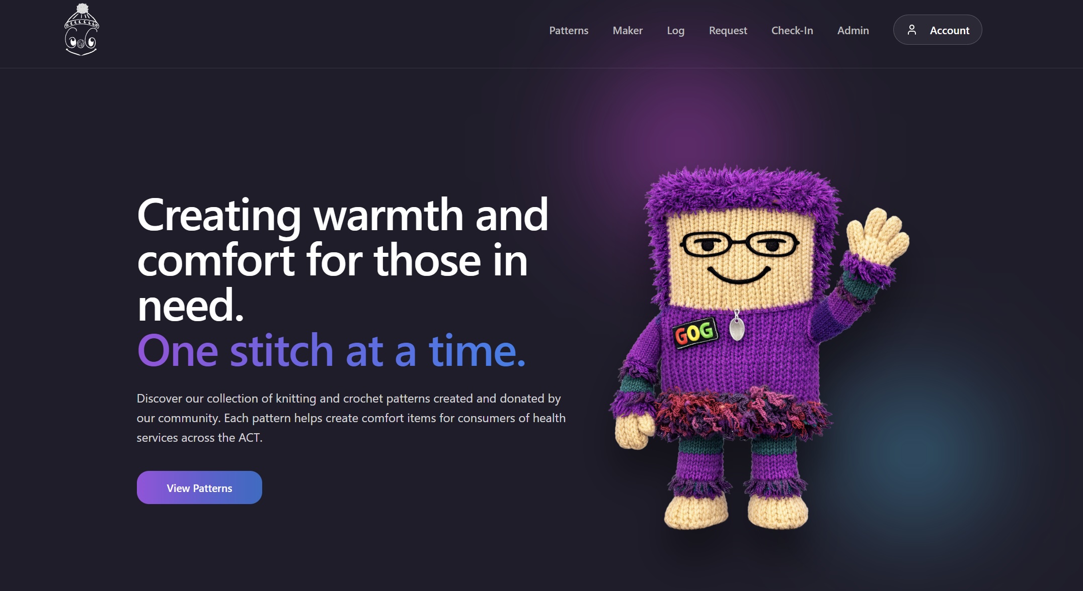 web page with knotted toy