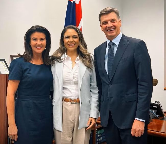 Jane Hume, Jacinta Nampijinpa Price and Angus Taylor