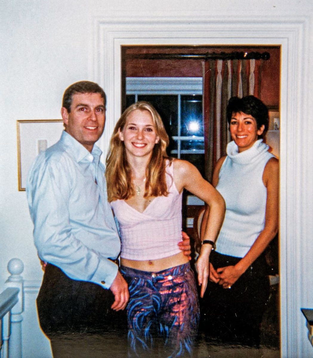 Then-Prince Andrew, Virginia Guiffre andand Ghislaine Maxwell at the latter’s London home, 2001
