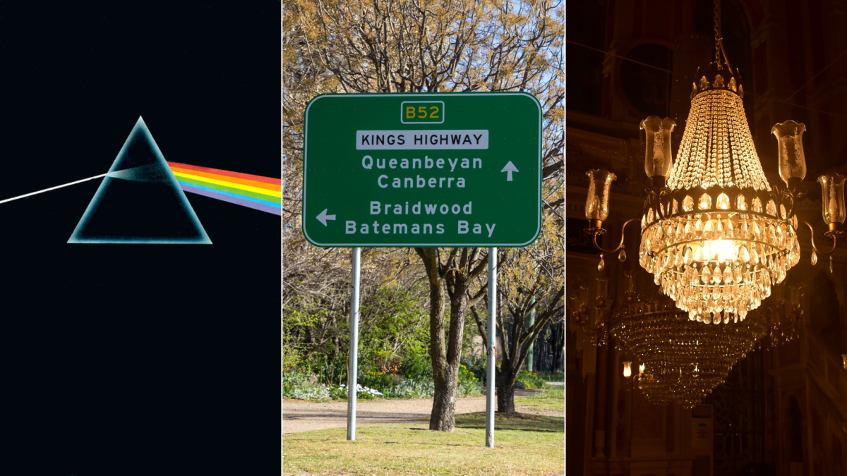 Pink Floyd, Bungendore sign, chandelier