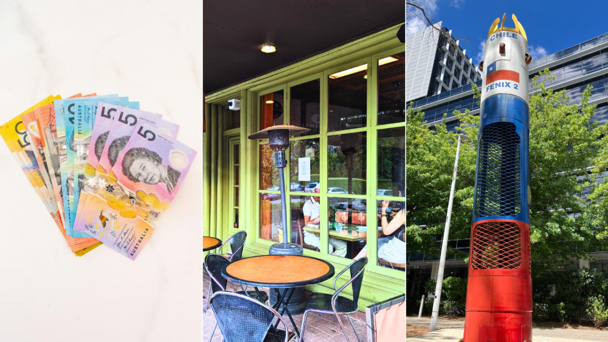 Australian money, restaurant, Canberra monument