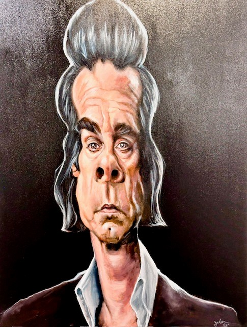 A caricature of Nick Cave,