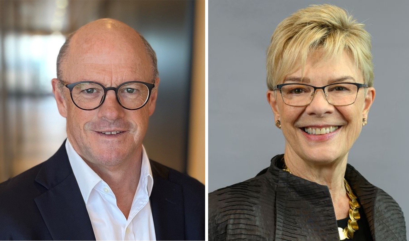 combined image of a smiling man and a smiling woman