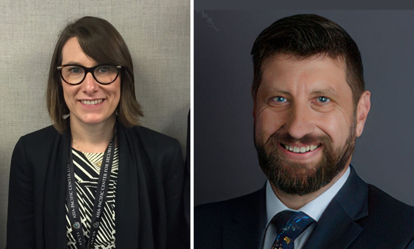 Combined images of a smiling woman and a smiling man