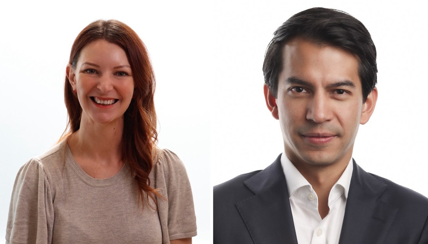 Combined portraits of a smiling woman and a man