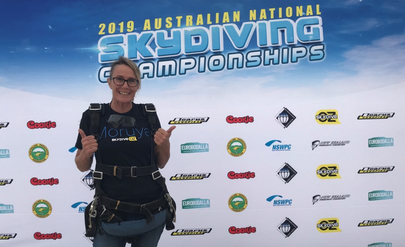 Mayor Liz Innes getting ready for her fist skydive. Photo: Alex Rea