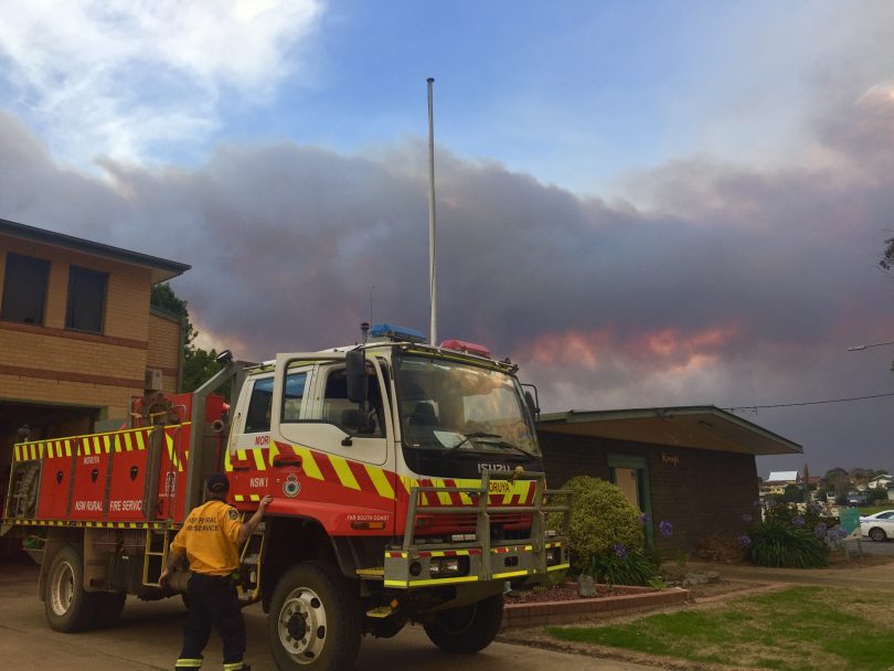 Fire truck in Moruya during bushfire on New Year's Eve 2019.