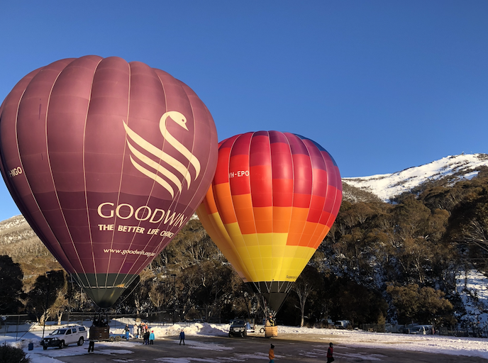 Two hot air balloons grounded at Thredbo.