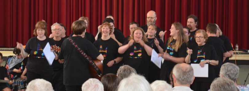 The Bridge to Sing Choir performing on stage.