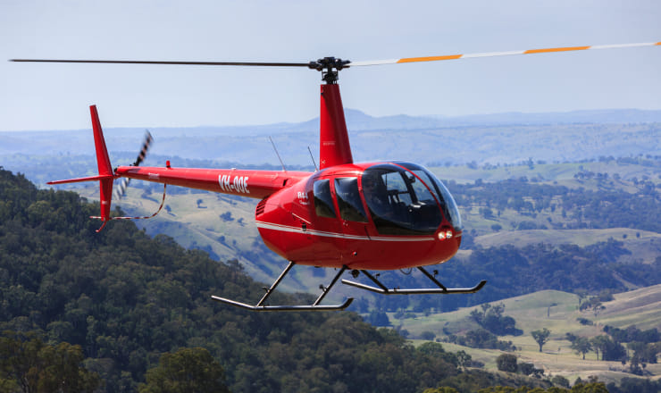 Helicopter flying in the air.