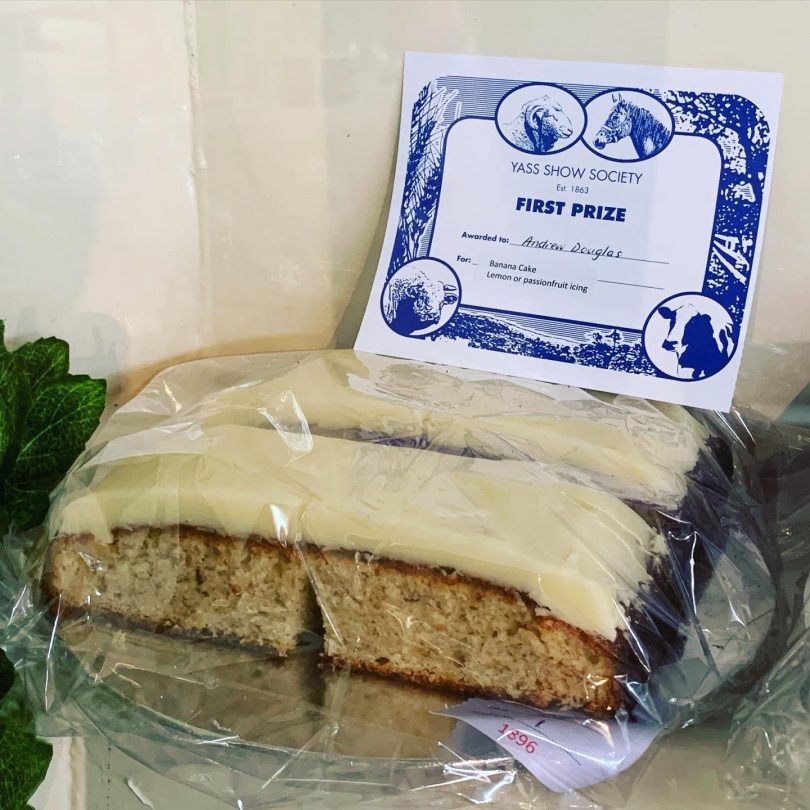Andrew Douglas's prize-winning banana cake from Yass Show
