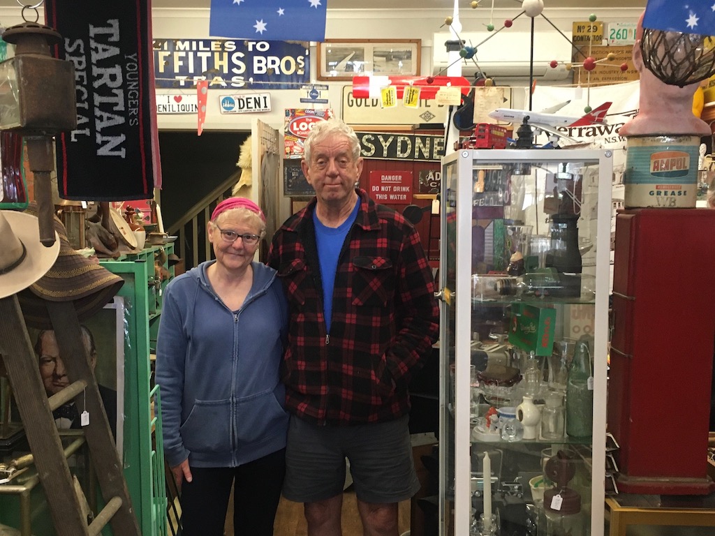 Couple in antiques shop