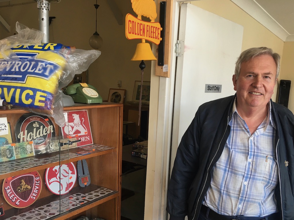 Man in collectables shop