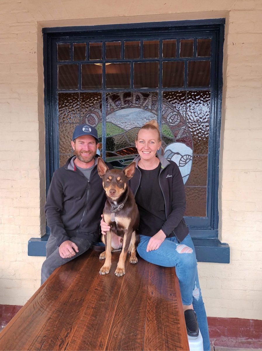 Man, woman and dog