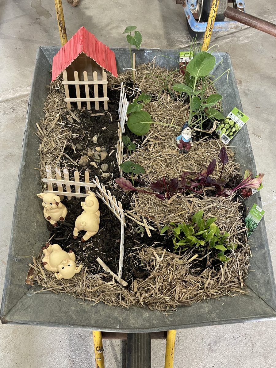 Decorated wheelbarrow