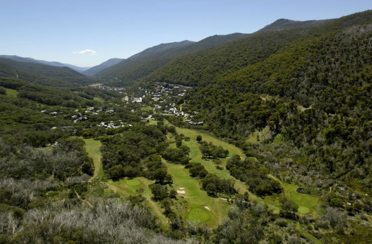 An aerial view of the Thredbo Golf Course, which would be the site of new self-contained accommodation under the proposal.