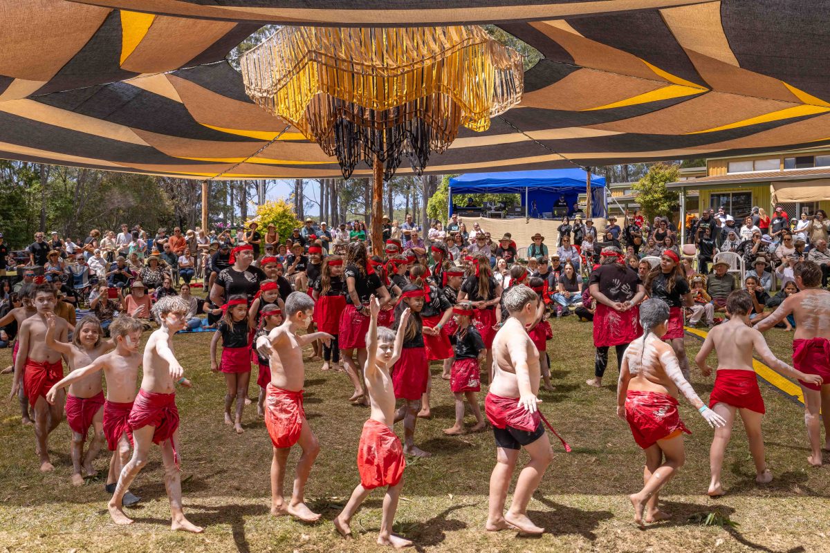 Dancers from schools in Eden and Pambula performed at Giiyong Festival in 2024.