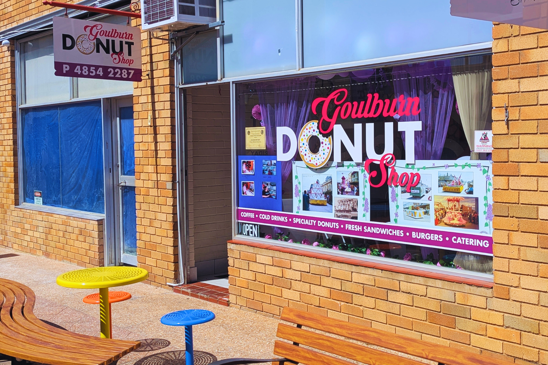 Outside of donut shop.