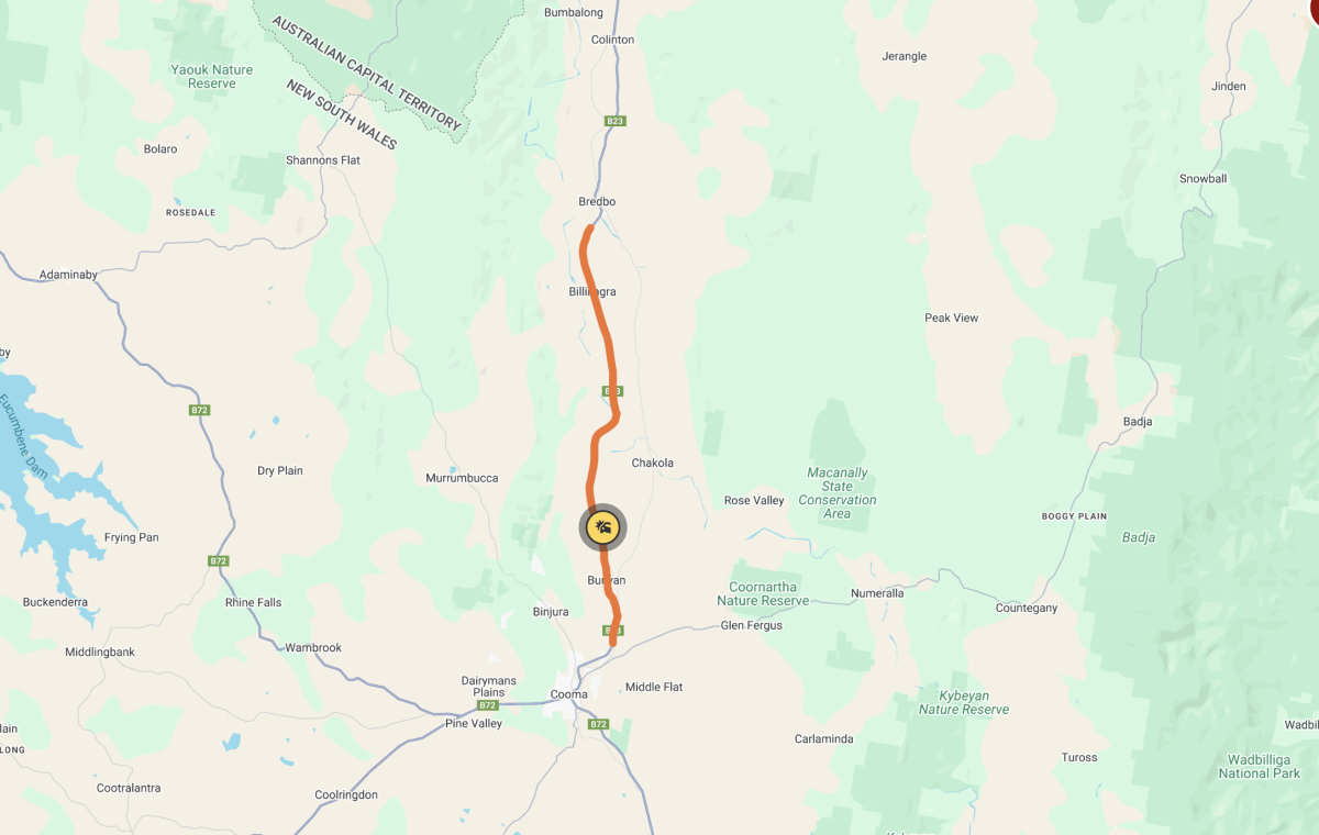 A screenshot of a map showing where the crash occurred